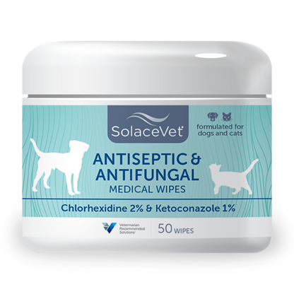 SolaceVet® Antiseptic & Antifungal Medical Wipes 50ct